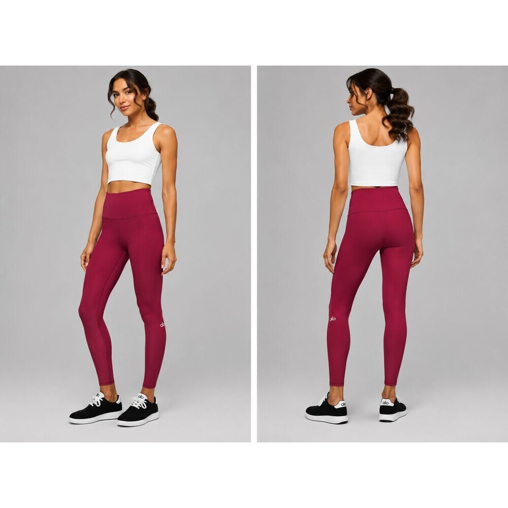 Alo Yoga High Waist Airlift Leggings Red Small 28" Inseam Activewear Yoga FLAWED